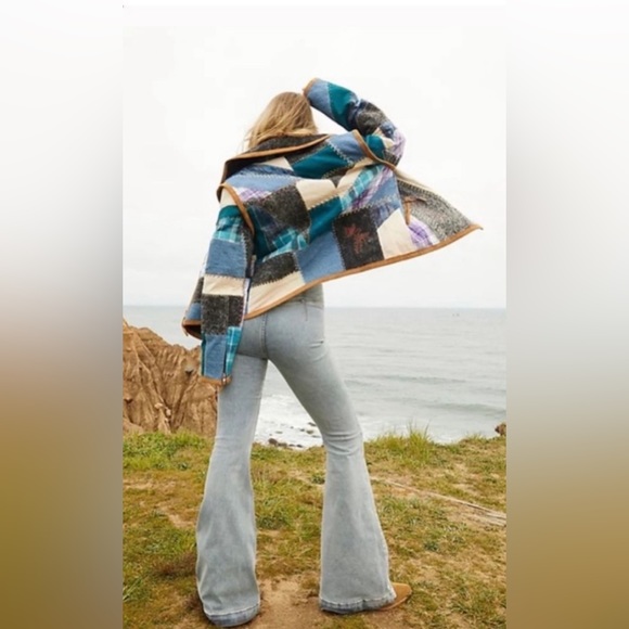 Free People Leia Denim Patchwork Moto Jacket NEW - Picture 3 of 16